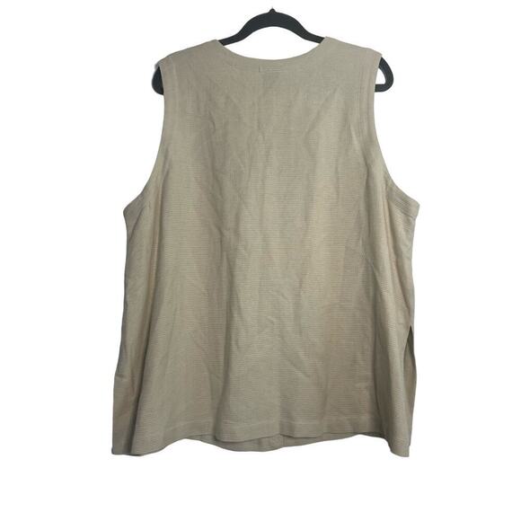 NWT Eileen Fisher Tan Silk Viscose Button Front Sleeveless Vest Sz M/L - Picture 5 of 6
